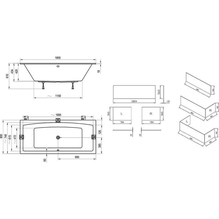 Wanna prostokątna Ravak Formy 02 180x80 cm biała