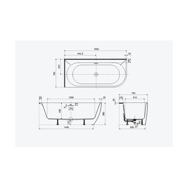 Wanna wolnostojąca Excellent Olia 2.0, 150x73cm, owalna, akrylowa, biała