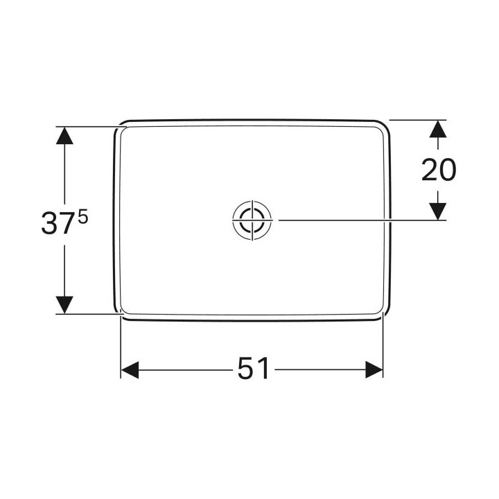 Geberit Variform Umywalka wpuszczana w blat, prostokątna, 55cm, bez przelewu, bez otworu na baterię