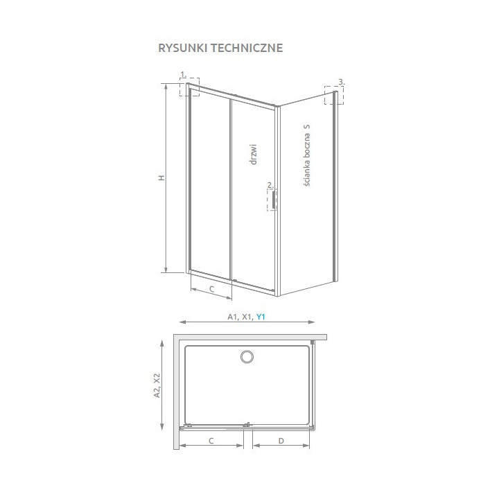 Drzwi prysznicowe Radaway Alienta DWJ+S 100 cm - szkło przezroczyste, profil chrom