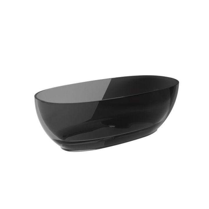 Wanna wolnostojąca Besco Xara 160x75 cm owalna Carbon Grey, maskownica czarny matt