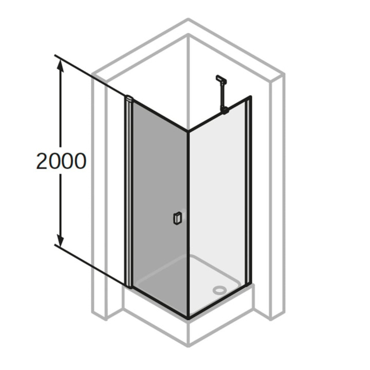 Prysznicowe drzwi skrzydłowe na wymiar Huppe Solva bezramowa, mocowanie lewe, 500-1250 x 200x1200 mm, ze ścianką boczną, szkło p