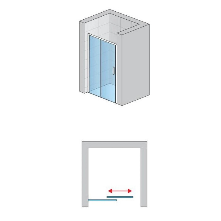 Drzwi prysznicowe do wnęki SanSwiss Top-Line S TLS2, rozsuwane, 140cm, prawe, ze ścianką stałą w linii, profil srebrny połysk
