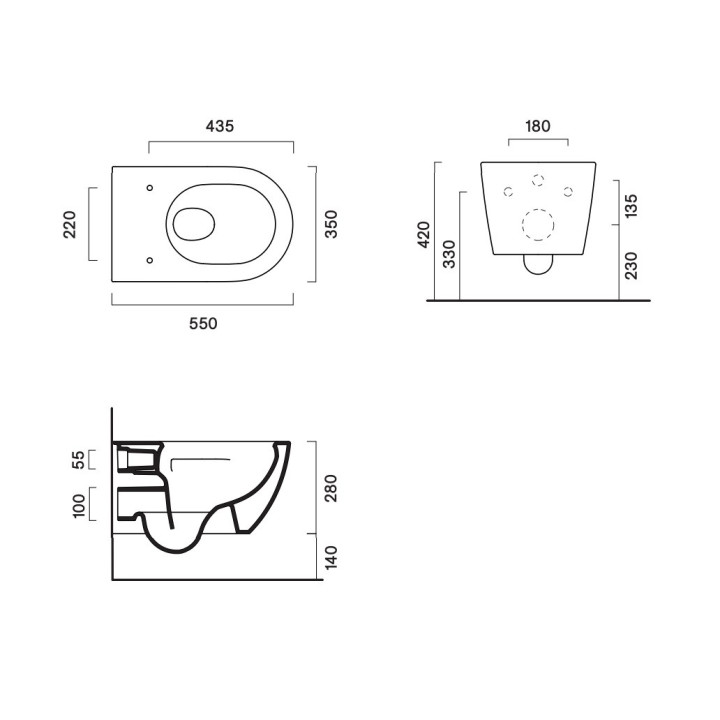 Miska Catalano Sfera 55x35 cm wisząca Silentech (bez kołnierza) - tortora mat