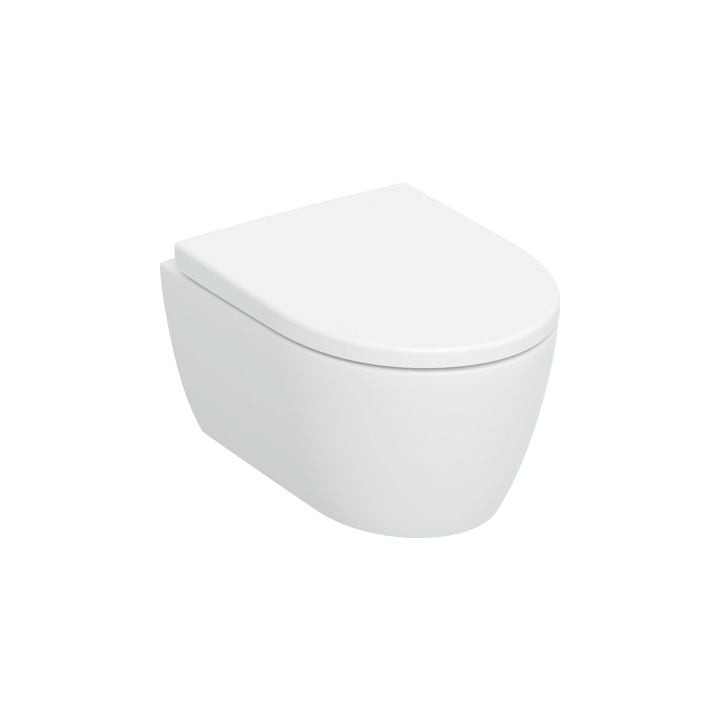 Miska WC wisząca Geberit iCon 53x36 cm, bez kołnierza, spłukiwanie wirowe z deską wolnoopadającą - biała