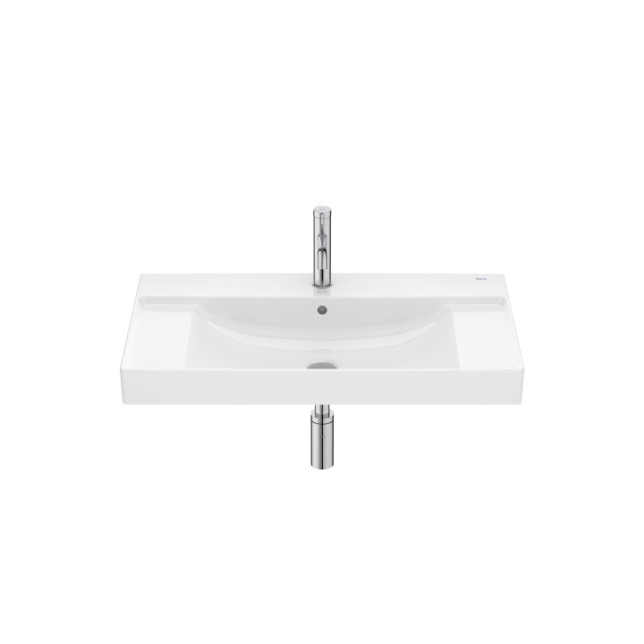 Umywalka ścienna prostokątna Roca Ona Fineceramic, 80x46cm, z przelewem,  czarny mat