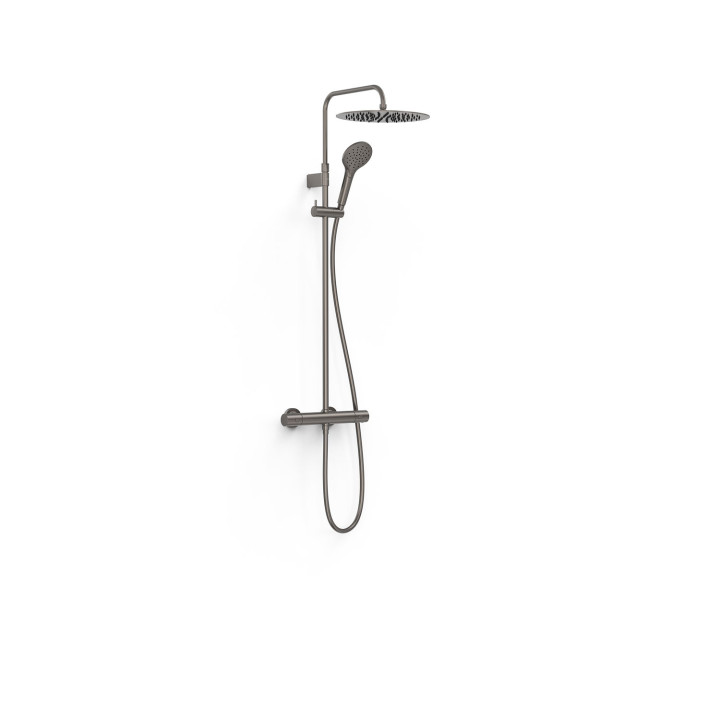 Zestaw baterii termostatycznej Tres Over-Wall naściennej 2-drożnej prysznicowej - stal