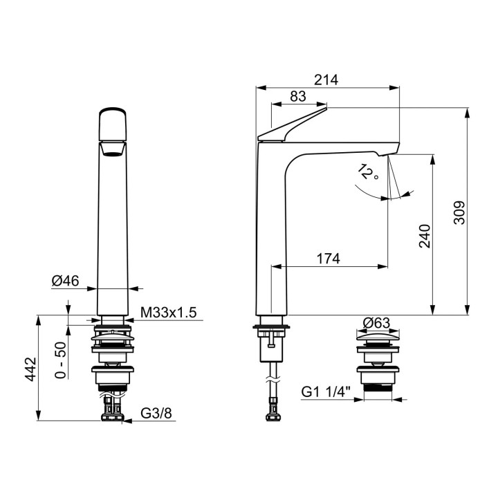 Bateria umywalkowa HansaGenesis, stojąca, jednouchwytowa - chrom