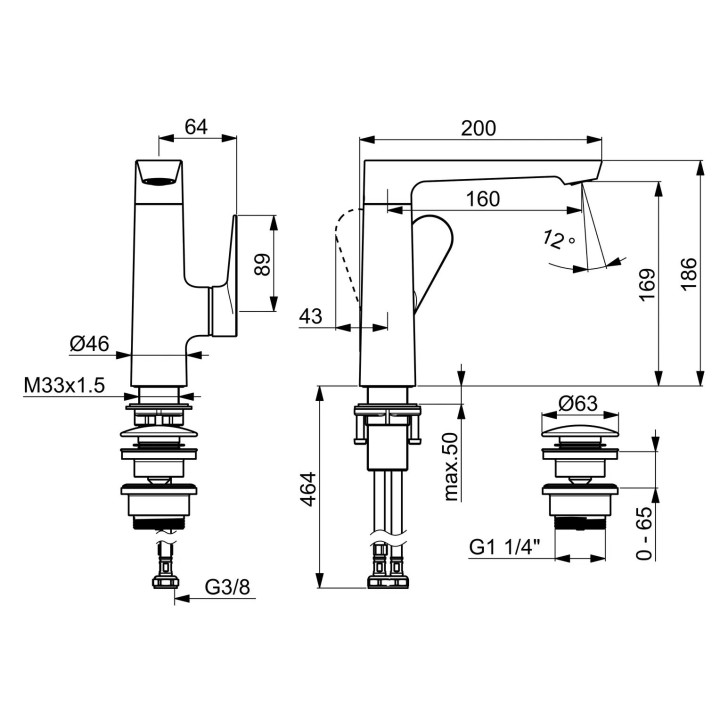 Bateria umywalkowa HansaGenesis, stojąca, jednouchwytowa - chrom