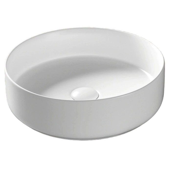 Umywalka nablatowa Corsan Lugo okrągła 41,5x13,5 cm z korkiem klik-klak białym