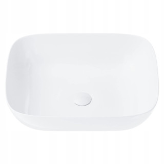 Umywalka nablatowa Corsan Mono prostokątna 46x32x14 cm z korkiem klik-klak białym