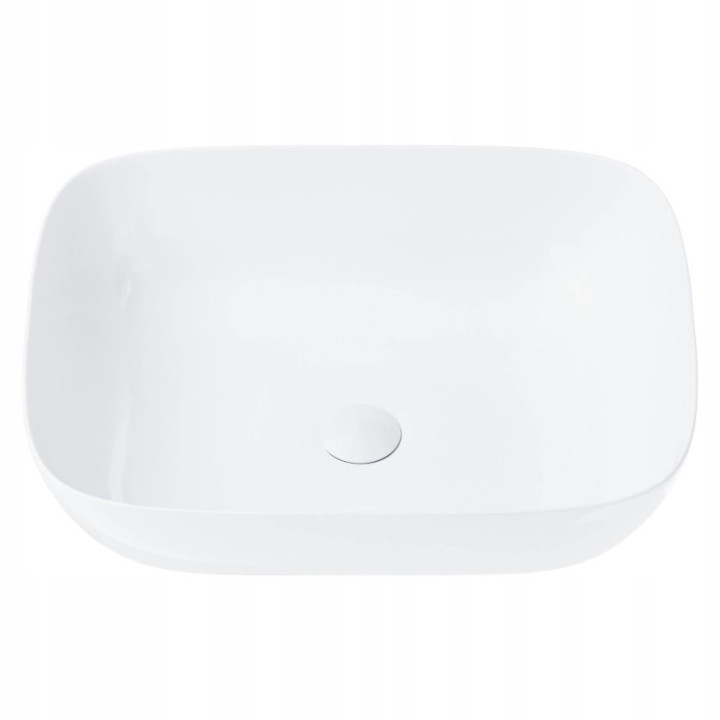 Umywalka nablatowa Corsan Mono prostokątna 46x32x14 cm z korkiem klik-klak białym