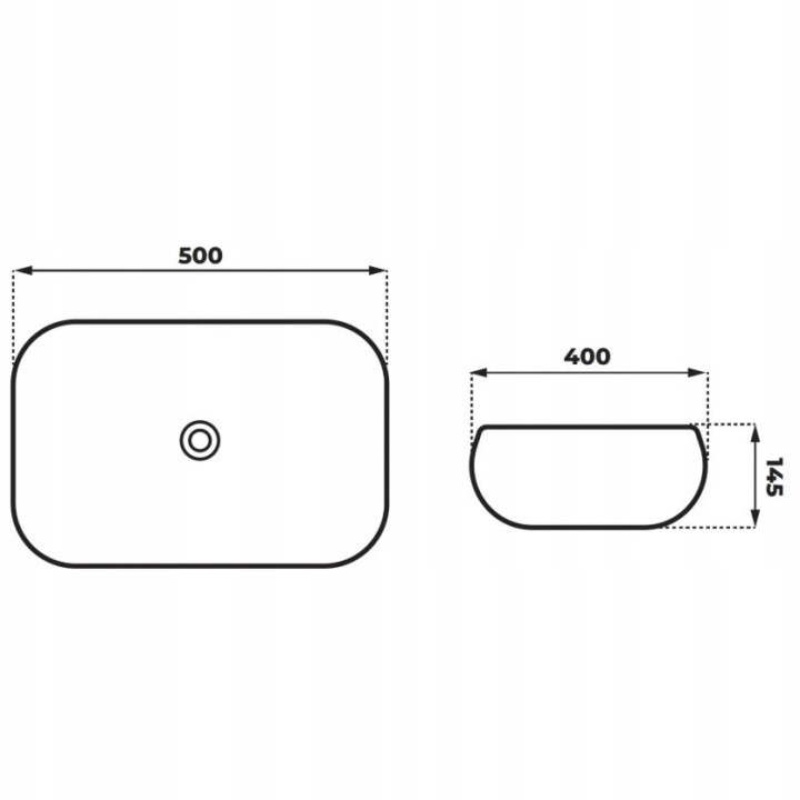 Umywalka nablatowa Corsan Mono prostokątna 46x32x14 cm z korkiem klik-klak białym
