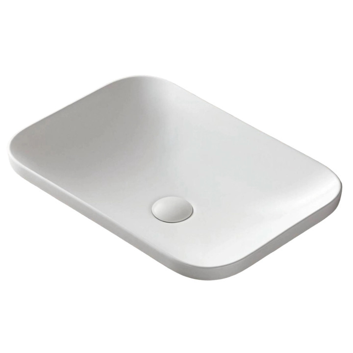 Umywalka nablatowa Corsan Olvena owalna 60x40x15 cm z korkiem klik-klak białym