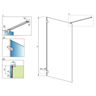 Drzwi prysznicowe walk-in Radaway Essenza Pro 8 Gold, 50x200cm, szkło przejrzyste, profil złoty