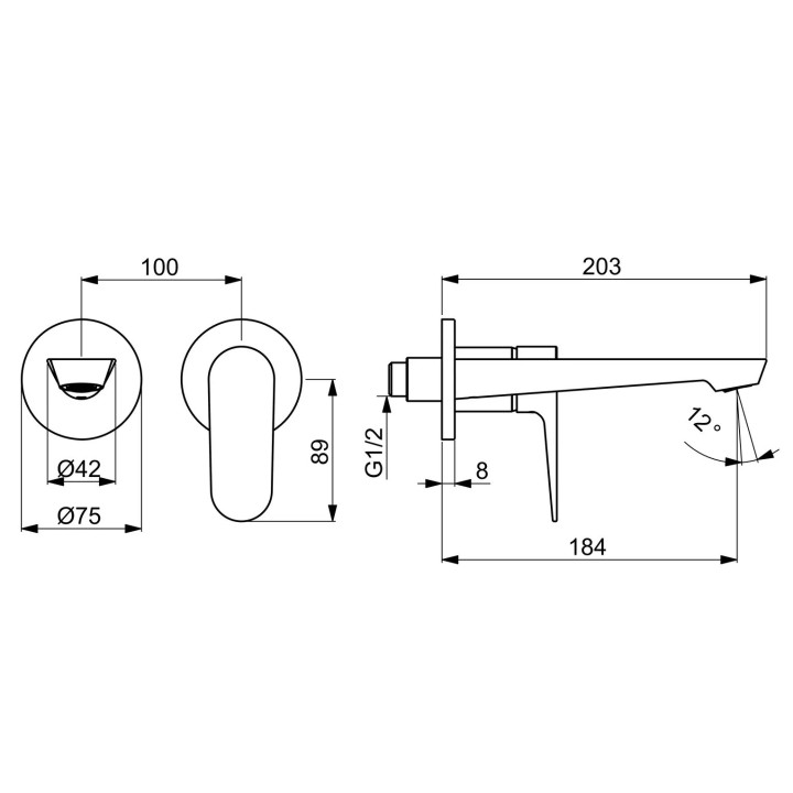 Bateria umywalkowa HansaGenesis, element natynkowy, wylewka 20,3 cm - czarny mat