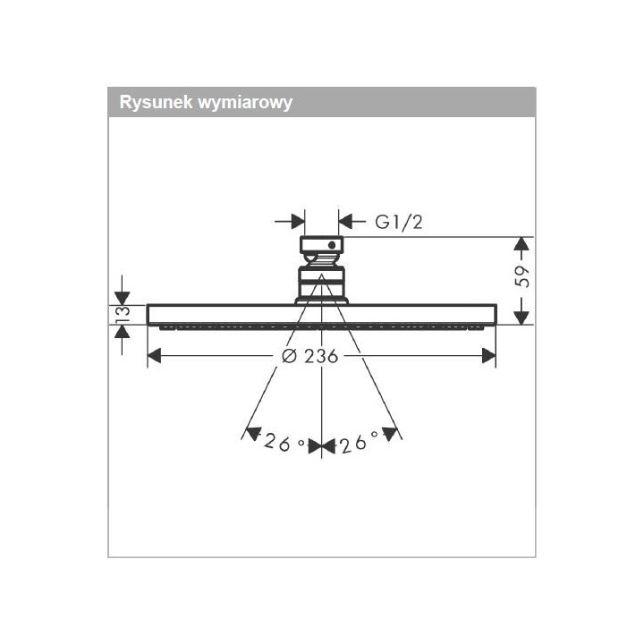Głowica prysznicowa Hansgrohe Croma 280 1jet, okrągła, czarny mat
