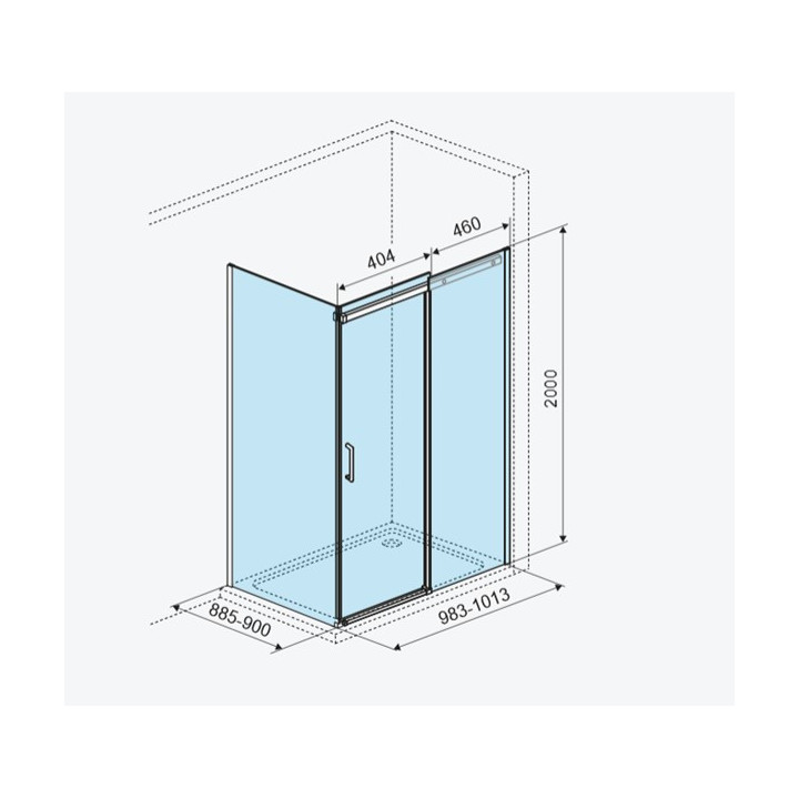 Kabina narożna Excellent Seria 201 prostokątna 120x80 cm, drzwi przesuwne 120 cm, profil chrom
