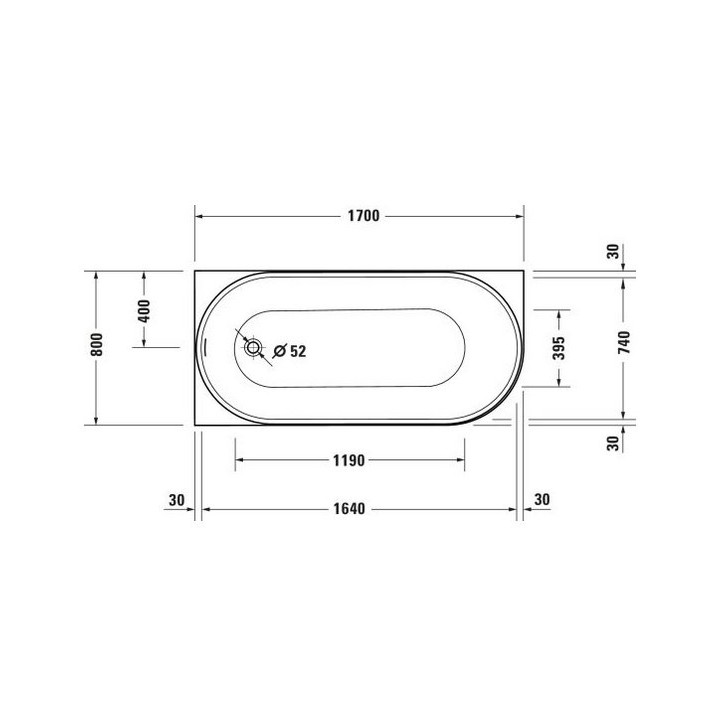 Wanna narożna lewa Duravit Cape Cod, 190x90cm, 1 ukośne opracie, bezszwowa obudowa, biała