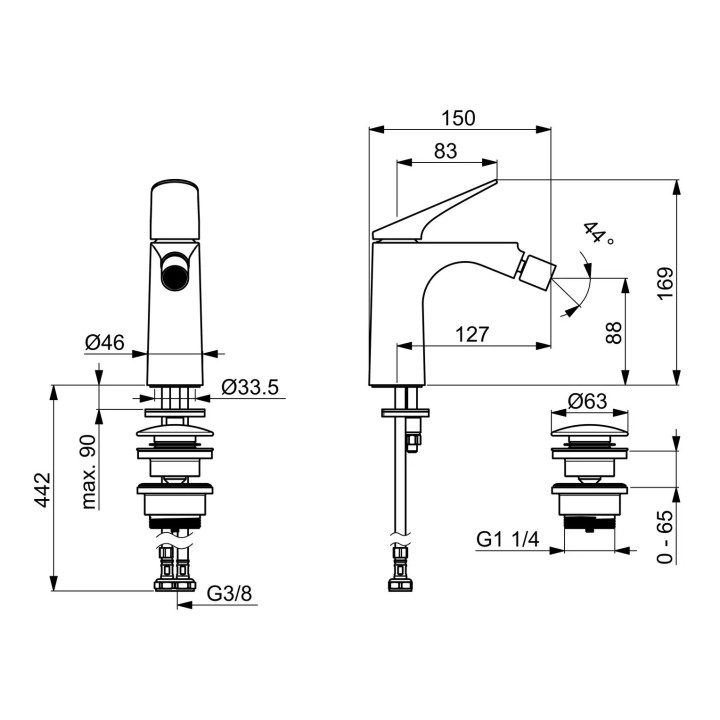 Bateria umywalkowa HansaGenesis, stojąca, jednouchwytowa - chrom