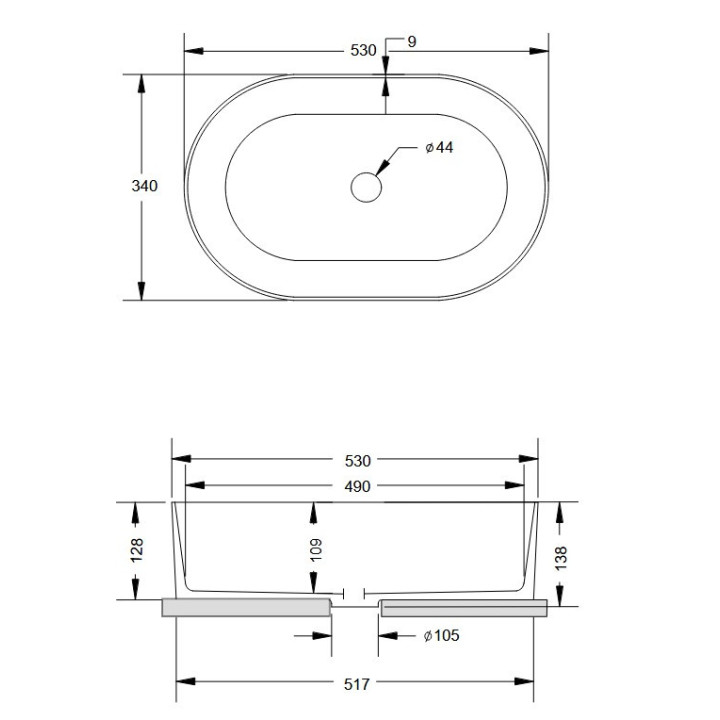 Umywalka nablatowa Besco Lova B&W 34x53 cm - biało-czarna