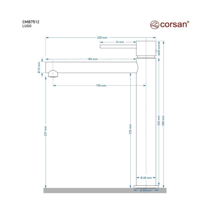 Bateria umywalkowa Corsan Lugo wysoka - złoty połysk