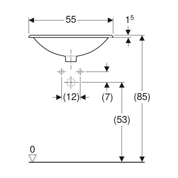 Umywalka wpuszczana w blat 55x45cm, Geberit VariForm - Biały / KeraTect 