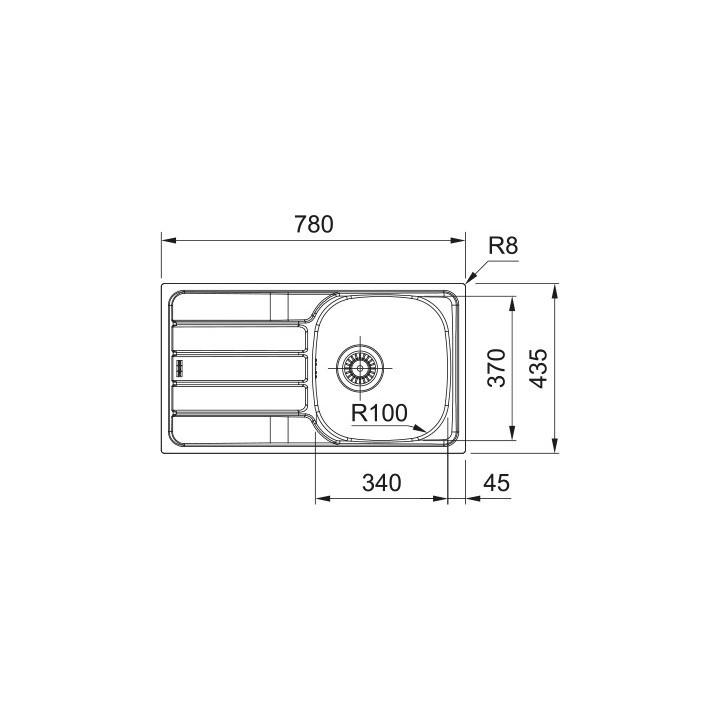 Zlewozmywak Franke Spark SKL 611-62/44 do zabudowy, jednokomorowy z ociekaczem - stal szlachetna len