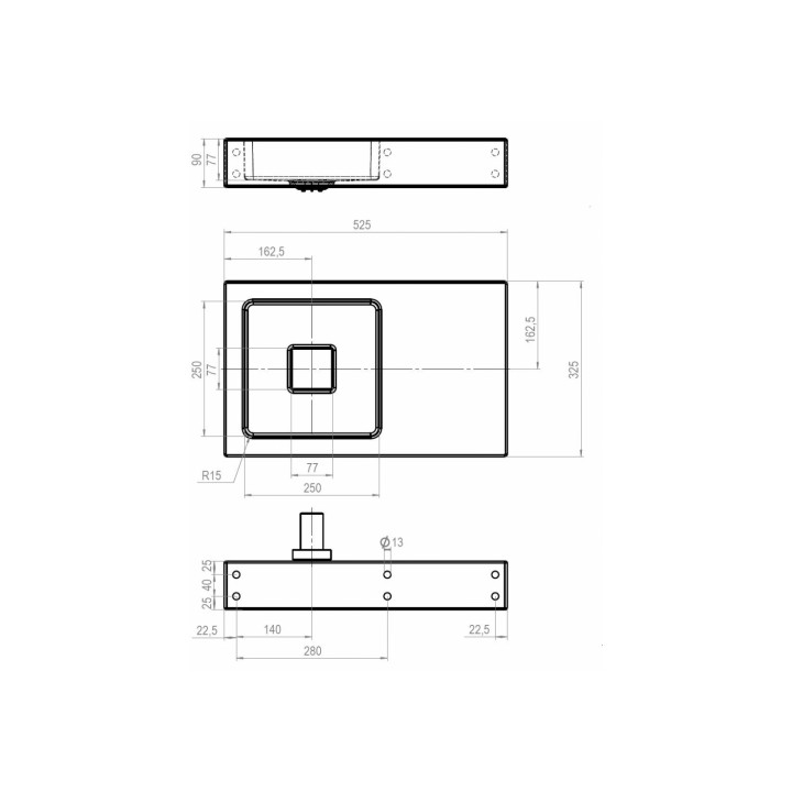 Umywalka Alape WT.QS525.L z blatem 525x325 mm- sanitbuy.pl