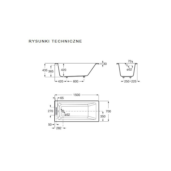 Wanna prostokątna Roca Vythos 170x70 cm, akrylowa - biała