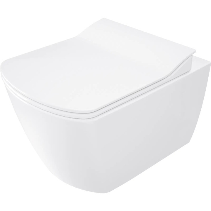 Miska Wc z deską bezkołnierzową, Deante Round, biała