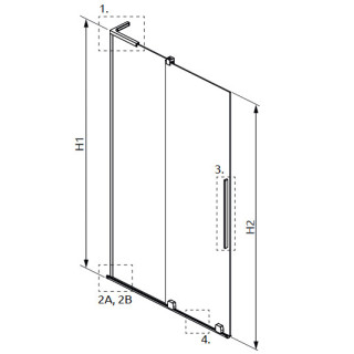 Parawan nawannowy Radaway Furo SL PND II 110, lewy, szkło przejrzyste, 110x150cm, przesuwny, profil złoty szczotkowany