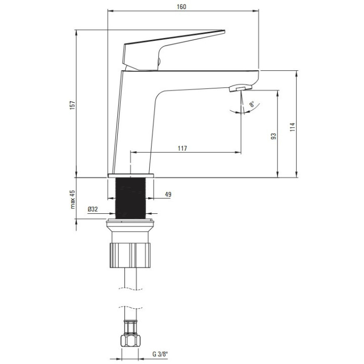 Bateria wannowa Deante Blur ścienna, ze składaną wylewką - chrom