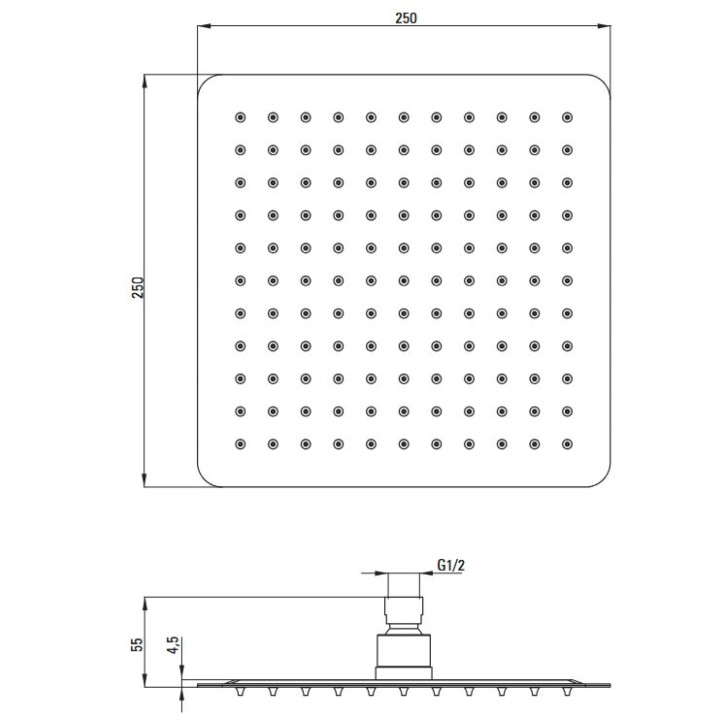 Głowica prysznicowa okrągła 250mm, Deante Cascada, titanium