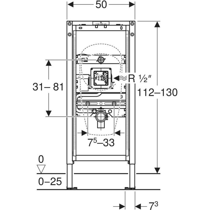 Stelaż Geberit Duofix do pisuaru uniwersalny, dla armatury ukrytej, H112-130