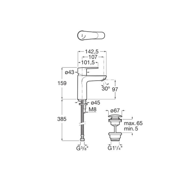 Bateria umywalkowa Roca Ona jednouchwytowa, stojąca - czarna