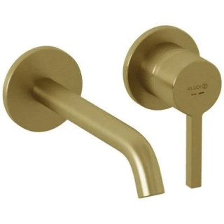 Bateria wannowo-prysznicowa Kludi Nova Fonte Puristic, podtynkowa termostatyczna - złoty szczotkowany