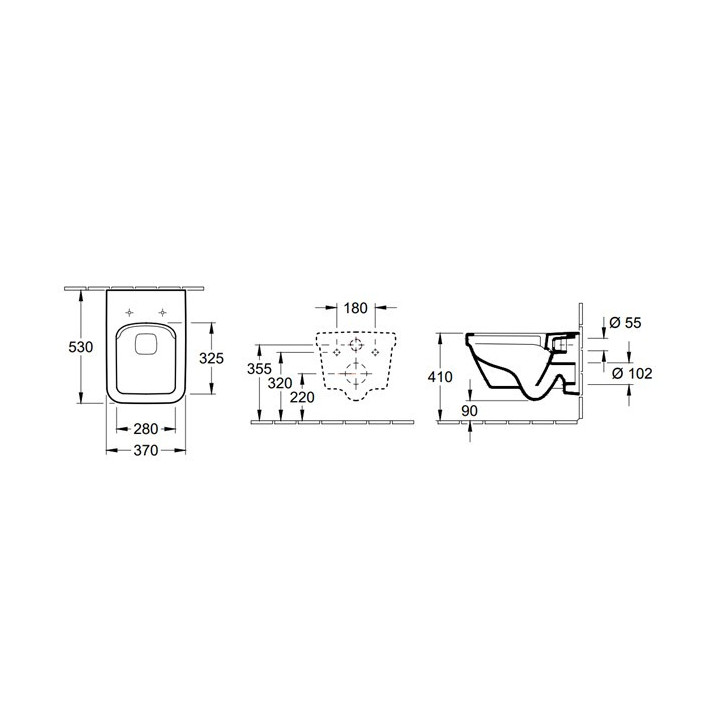 Miska wisząca Villeroy&Boch Architectura, 53x37 cm, bez kołnierza, z powłoką antybakteryjną AntiBac, z powłoką ochronną CeramicP
