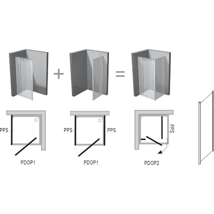 Ścianka stała PPS-90 Ravak Pivot, satyna + transparent- sanitbuy.pl