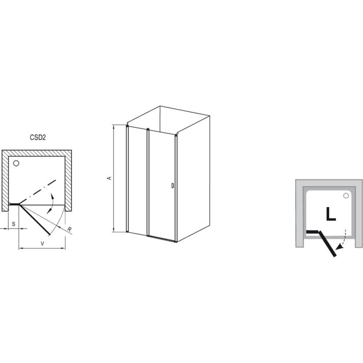 Drzwi wnękowe CSD2-100 Ravak Chrome dwuelementowe, satyna + transparent- sanitbuy.pl