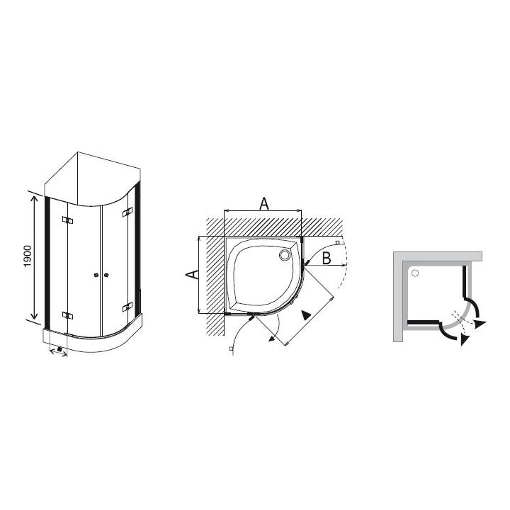 Kabina półokrągła SMSKK4-80 Ravak SmartLine czteroelementowa, chrom + transparet- sanitbuy.pl