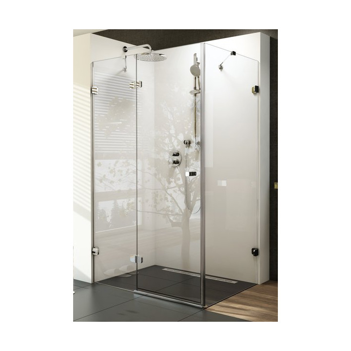Drzwi prysznicowe i ścianka stała BSDPS 100x100 L Ravak Brilliant z wejściem z przodu - wersja lewa, chrom + transparent- sanitb