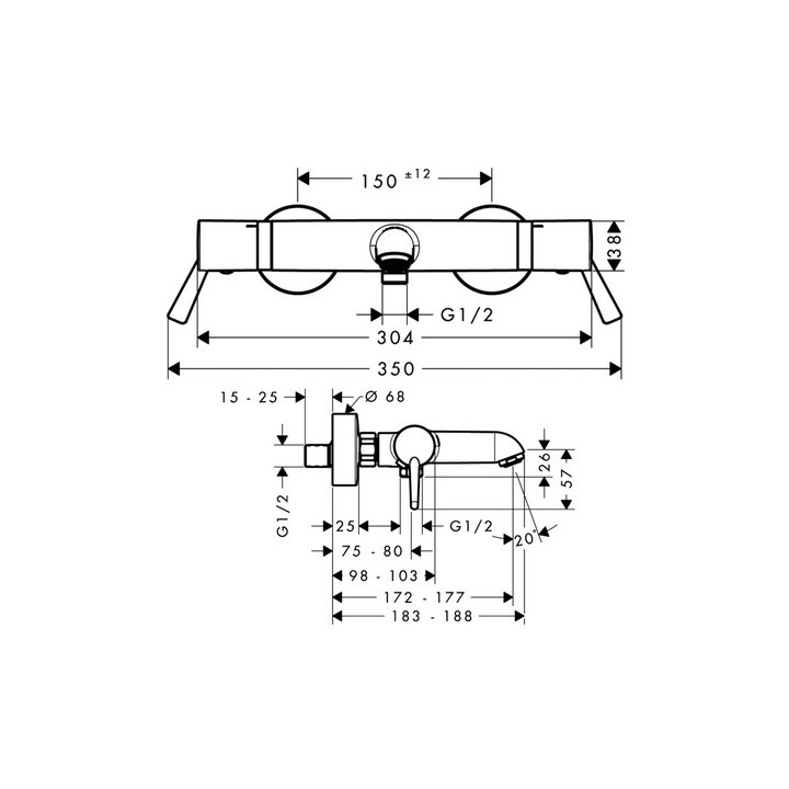 Bateria wannowa termostatyczna Ecostat Comfort Care DN15, montaż nadtynkowy- sanitbuy.pl