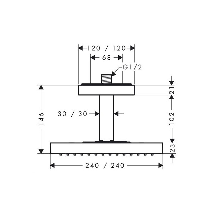 Głowica prysznicowa Axor Starck 240 mm z przyłączem prysznicowym- sanitbuy.pl