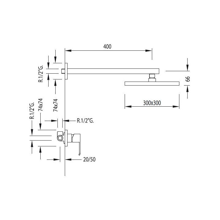 Zestaw natryskowy Cuadro-Tres z baterią podtynkową- sanitbuy.pl
