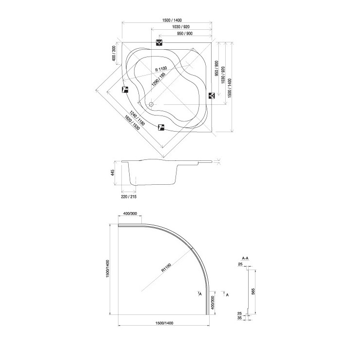 Wanna Ravak Gentiana akrylowa 140x140 cm- sanitbuy.pl