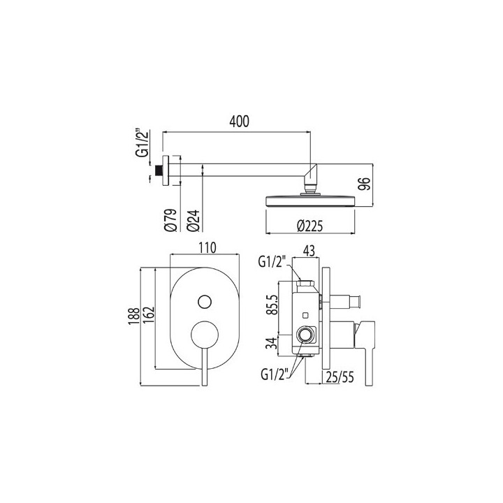 Zestaw natryskowy Tres Alplus z baterią podtynkową- sanitbuy.pl
