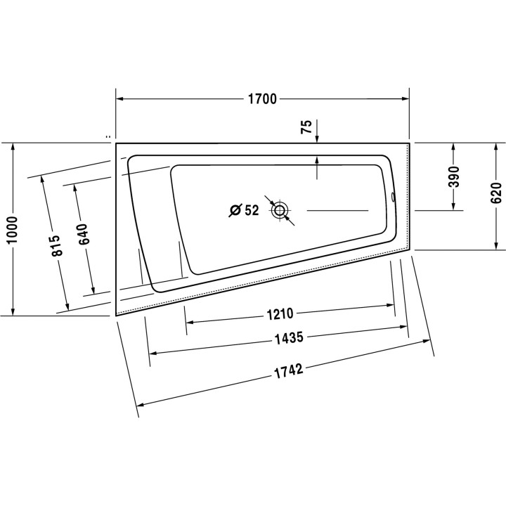 Wanna Duravit Paiova narożna lewa, 170x100 cm- sanitbuy.pl