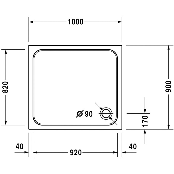Brodzik Duravit D-Code prostokątny 100x90 cm- sanitbuy.pl