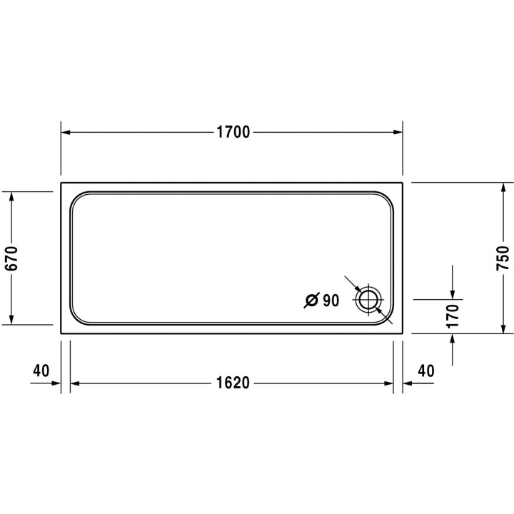 Brodzik Duravit D-Code prostokątny 170x75 cm- sanitbuy.pl